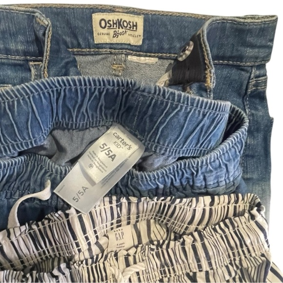 Carter's, Baby Gap and Oshkosh 2 Denim and 1 Striped Shorts Set Size: 5 - Picture 3 of 4